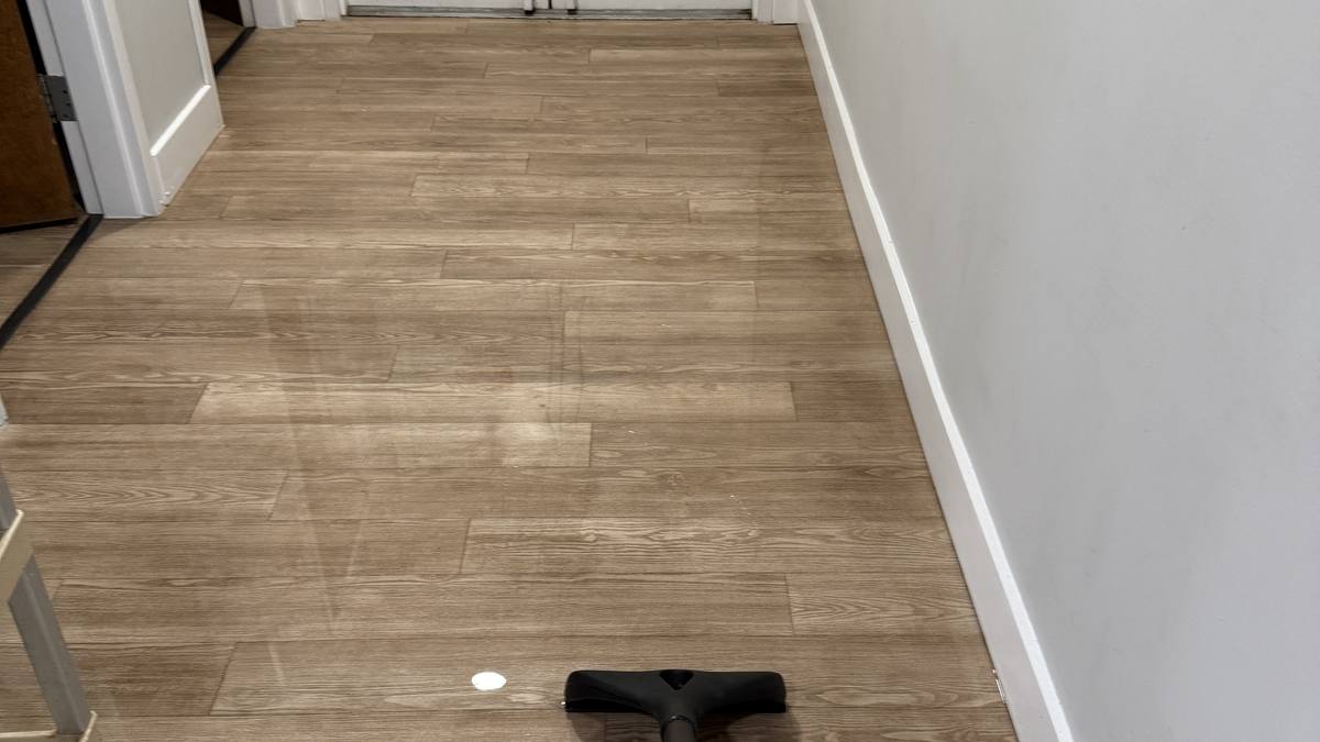 Water extraction in progress on a hardwood floor in Charleston